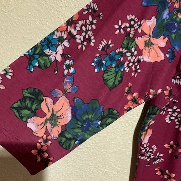 i.b.diffusion Top Blouse 2X Burgundy Red Blue Pink Floral Pullover Stretch - Picture 8 of 12